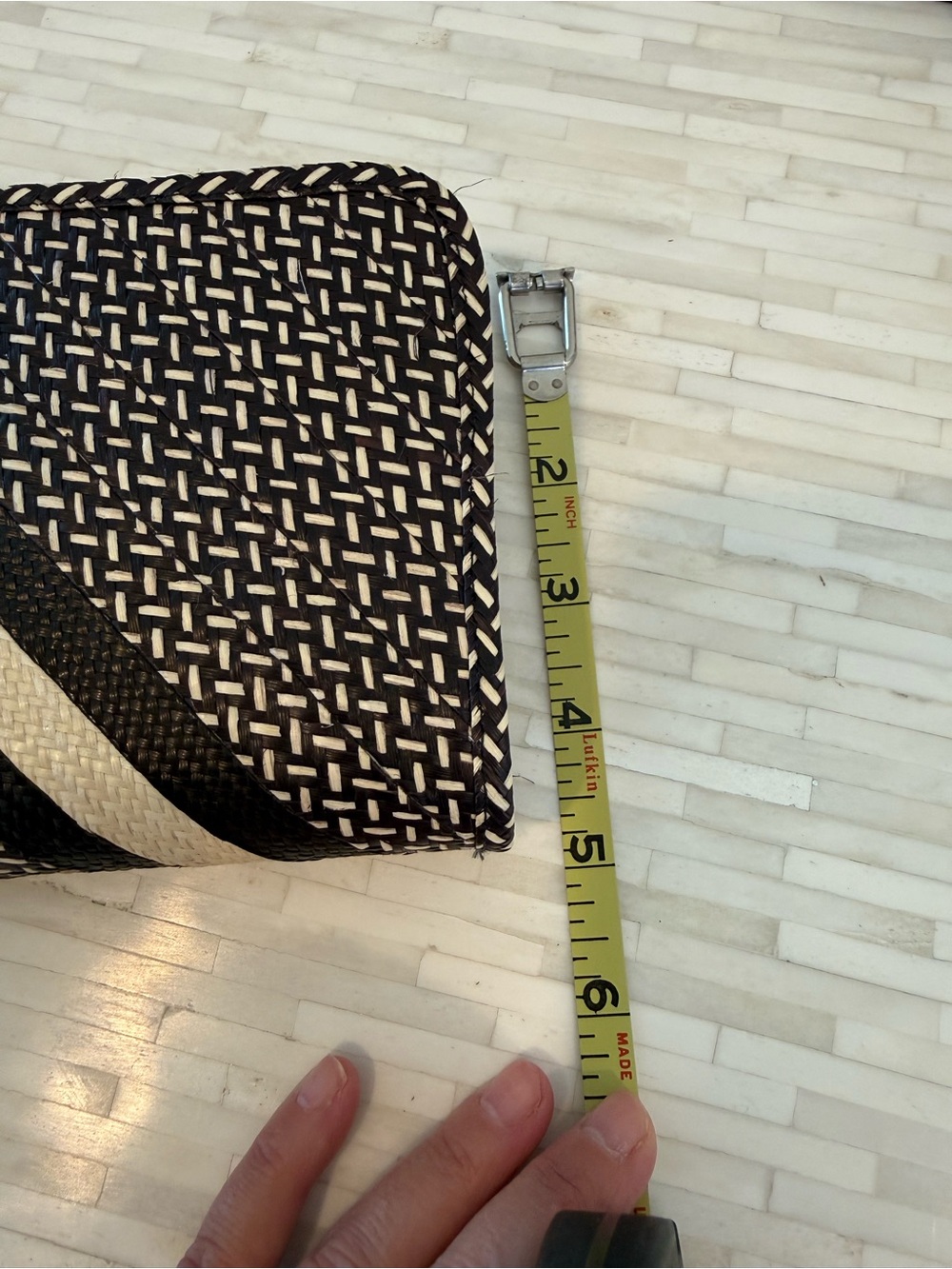 Woven Black and Cream Stripe Women's Clutch - Picture 5 of 8